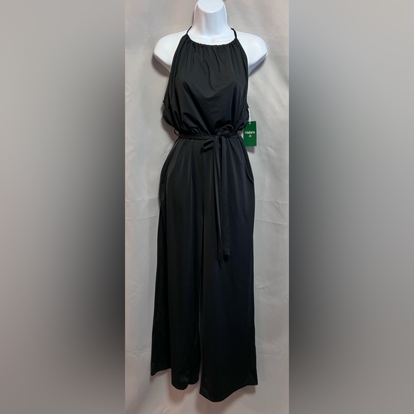HALARA Pants - HALARA Black Halter Jumpsuit with Waist Tie